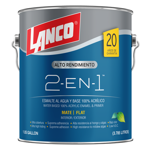 Lanco Esmalte al Agua 2 En 1 Mate (Colores a elección)