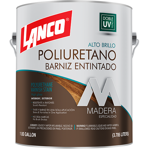 Lanco Barniz de Poliuretano Más Stain 2 en 1 - Brillante