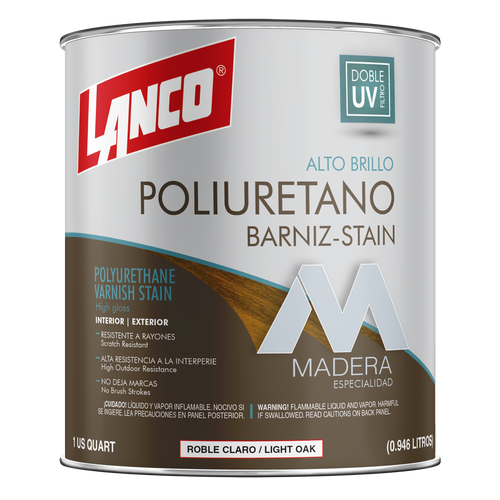 Lanco Barniz de Poliuretano Más Stain 2 en 1 - Brillante