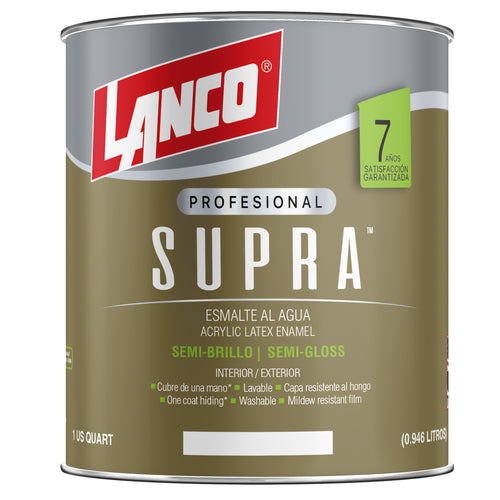 Lanco Esmalte al Agua Supra - Semibrillo (Disponible en Múltiples Colores)