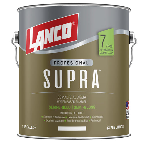 Lanco Esmalte al Agua Supra - Semibrillo (Disponible en Múltiples Colores)