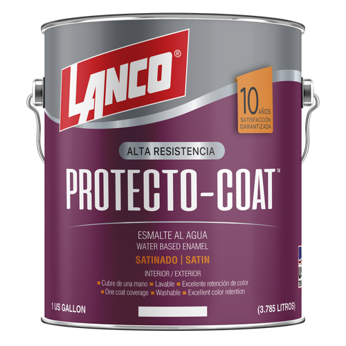 Lanco Esmalte al Agua Protecto Coat Satín ( Disponible en Múltiples Colores)