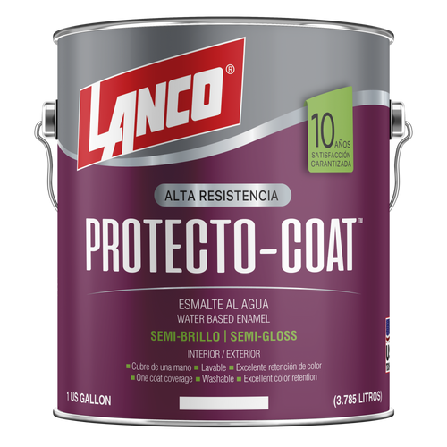 Lanco Esmalte al Agua Protecto Coat Semi Brillo (Disponible en Múltiples Colores)